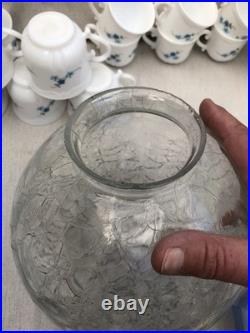 Suspension Ancienne Monte Et Descend Stella X Verre Craquelé Art Déco