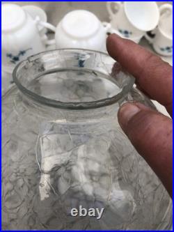 Suspension Ancienne Monte Et Descend Stella X Verre Craquelé Art Déco