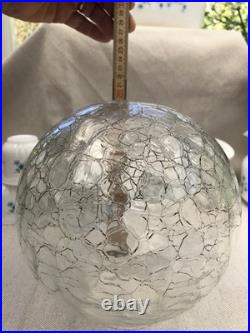 Suspension Ancienne Monte Et Descend Stella X Verre Craquelé Art Déco