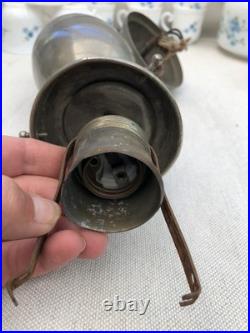 Suspension Ancienne Monte Et Descend Stella X Verre Craquelé Art Déco