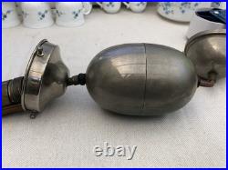 Suspension Ancienne Monte Et Descend Stella X Verre Craquelé Art Déco