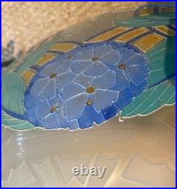 Suspension Lustre Verre Emaillé Art Déco Loys Lucha 1930 Pendant Chandelier