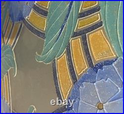 Suspension Lustre Verre Emaillé Art Déco Loys Lucha 1930 Pendant Chandelier