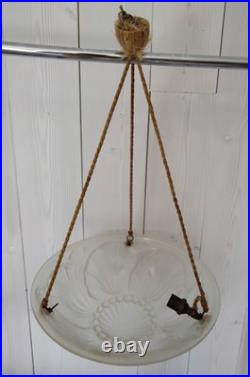 Suspension Vasque Art Déco- Signée Verrerie des Vosges (Noverdy)- Complète TBE