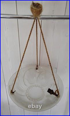 Suspension Vasque Art Déco- Signée Verrerie des Vosges (Noverdy)- Complète TBE