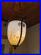 Suspension fer forgé obus verre marmoréen jaune rose blanc Art Déco no Muller