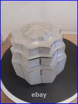 Suspension lustre fer forgé Art Déco Skyscraper en verre