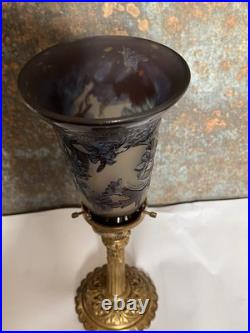 Suspension pâte de verre Digne Laflor Art Nouveau signée tulipe floral