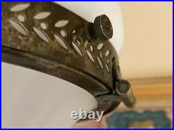 Suspension pendant opaline laiton verre Holophane Art Nouveau Déco 1900 lamp