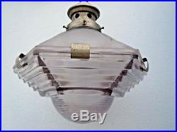 Suspension verre plafonnier lustre césar no Holophane suspension indus vers 1950
