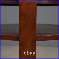 Table Basse Art Déco Ancienne Noyer Plateau avec Verre XXe Siècle