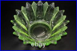 Très Décorative Art Déco Uranium Verre Coupe À Fruits Vers 1930