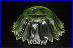 Très Décorative Art Déco Uranium Verre Coupe À Fruits Vers 1930