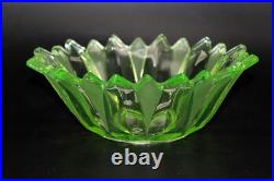 Très Décorative Art Déco Uranium Verre Coupe À Fruits Vers 1930