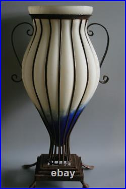 Tres Grand Vase Art Deco En Verre Éventuellement Muller Freres Vers 1930