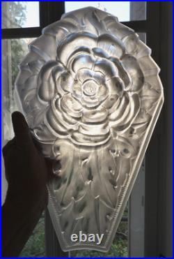 Très grande plaque art déco 40 cm! Verre pressé Degué pour applique Lustre