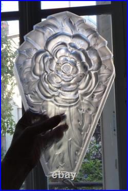 Très grande plaque art déco 40 cm! Verre pressé Degué pour applique Lustre