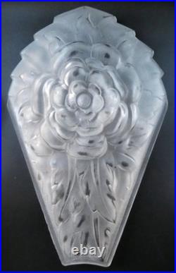 Très grande plaque art déco 40 cm! Verre pressé Degué pour applique Lustre