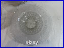 Trio art déco en verre moulé satiné assiette, coupe et vasque