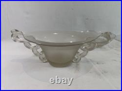 Trio art déco en verre moulé satiné assiette, coupe et vasque
