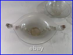 Trio art déco en verre moulé satiné assiette, coupe et vasque