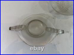 Trio art déco en verre moulé satiné assiette, coupe et vasque