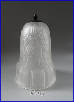 Tulipe / Abat jour Art Déco verre pressé Hettier & Vincent Era Muller Degué