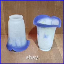 Tulipe En Pâte De Verre Bleue, Nuances De Jaunes, Art Déco, Abat Jour