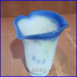 Tulipe En Pâte De Verre Bleue, Nuances De Jaunes, Art Déco, Abat Jour