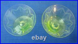 V58 Service Verre Vraie Ouraline 6 Verre Coupe Champagne Art Déco Ancien fluo