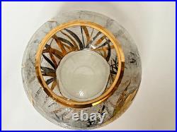 VASE VERRE GRAVÉ À L'ACIDE DÉCOR DE POISSON RÉHAUT DORÉ & ARGENTÉ ART DÉCO XXème