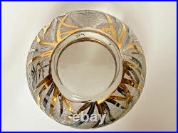 VASE VERRE GRAVÉ À L'ACIDE DÉCOR DE POISSON RÉHAUT DORÉ & ARGENTÉ ART DÉCO XXème