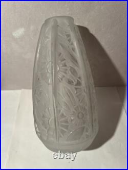 VERART SABINO VASE EN VERRE Presse Moule ART DECO 1920 /40 Signe 17 Cm Haut