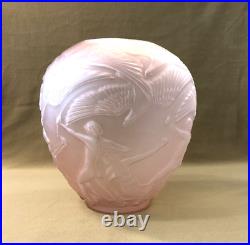 Vase ARCHERS dans le gout de LALIQUE verre pressé moulé ART DECO 25cm Hommes nus
