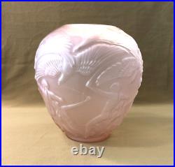 Vase ARCHERS dans le gout de LALIQUE verre pressé moulé ART DECO 25cm Hommes nus