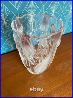 Vase ART DECO 1930, verre opalescent, à décors de tulipes
