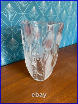 Vase ART DECO 1930, verre opalescent, à décors de tulipes