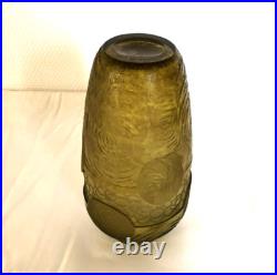 Vase ART DECO verre gravé à l'acide signé MONTJOYE SD 21 cm SAINT DENIS cristal