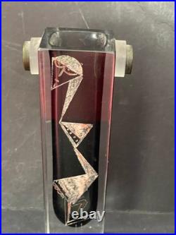 Vase Art Déco Anatole Riecke signé daté 1939 cubisme portrait femme