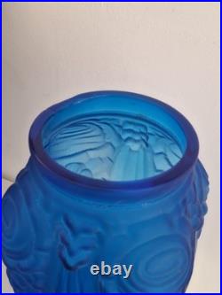 Vase Art Déco Bleu En Verre 1920