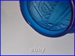 Vase Art Déco Bleu En Verre 1920