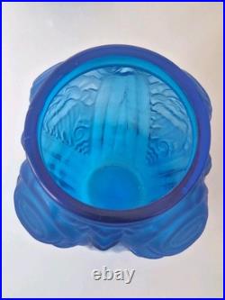 Vase Art Déco Bleu En Verre 1920