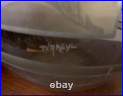 Vase Art Deco D'argyl Annees 30 En Verre Souffle Et Decor Floral A L'acide
