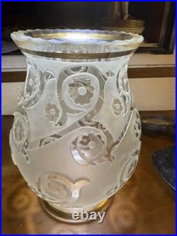 Vase Art Deco En Verre Attribué À Pierre D'Avesn Pour Daum