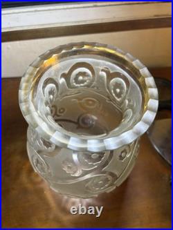 Vase Art Deco En Verre Attribué À Pierre Davesn Pour Daum