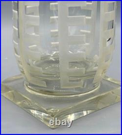 Vase Art Deco En Verre Grave Au Jet De Sable Signe Jean Luce Vers 1930 Era Daum