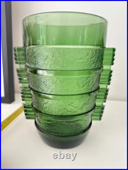 Vase Art Déco En Verre Moulé vert sapin
