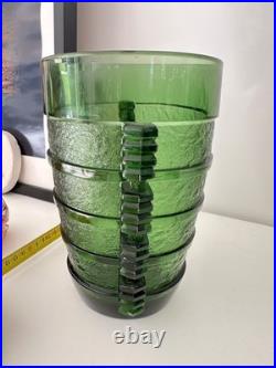 Vase Art Déco En Verre Moulé vert sapin