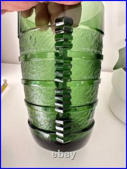Vase Art Déco En Verre Moulé vert sapin