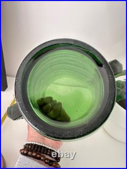 Vase Art Déco En Verre Moulé vert sapin